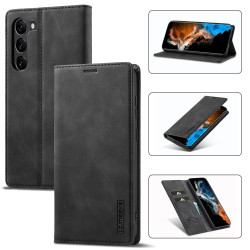 For Samsung Galaxy S24+ 5G LC.IMEEKE Strong Magnetism Microfiber Leather Phone Case(Black)
