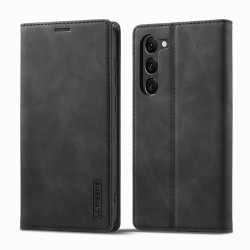 For Samsung Galaxy S24+ 5G LC.IMEEKE Strong Magnetism Microfiber Leather Phone Case(Black)