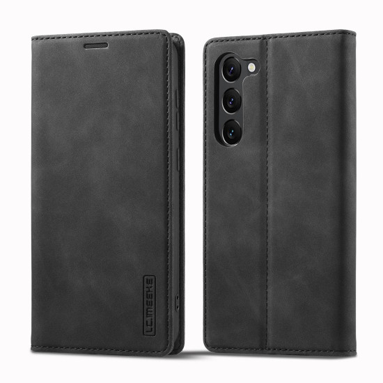 For Samsung Galaxy S24+ 5G LC.IMEEKE Strong Magnetism Microfiber Leather Phone Case(Black)