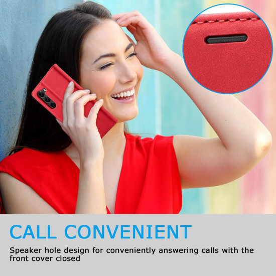 For Samsung Galaxy S24+ 5G LC.IMEEKE Strong Magnetism Microfiber Leather Phone Case(Red)