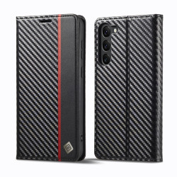 For Samsung Galaxy S24+ 5G LC.IMEEKE Carbon Fiber Leather Phone Case(Vertical Black)