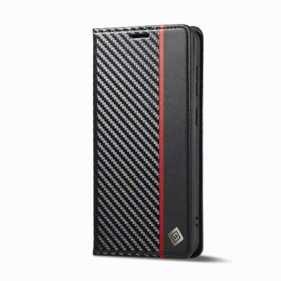 For Samsung Galaxy S24+ 5G LC.IMEEKE Carbon Fiber Leather Phone Case(Vertical Black)