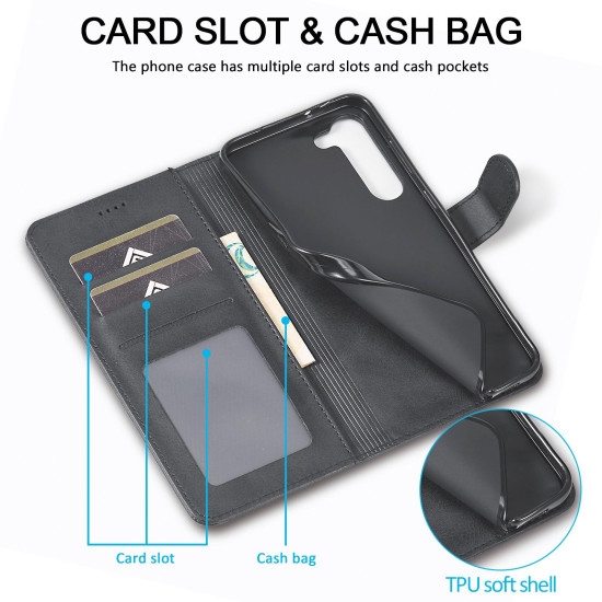 For Samsung Galaxy S24+ 5G LC.IMEEKE Calf Texture Leather Phone Case(Black)