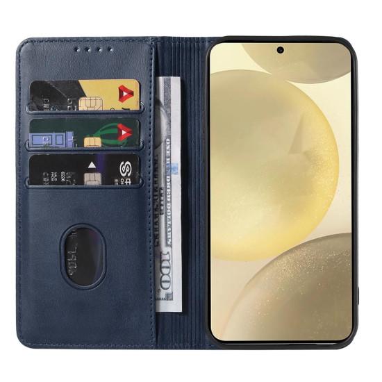 For Samsung Galaxy S24+ 5G Magnetic Closure Leather Phone Case(Blue)