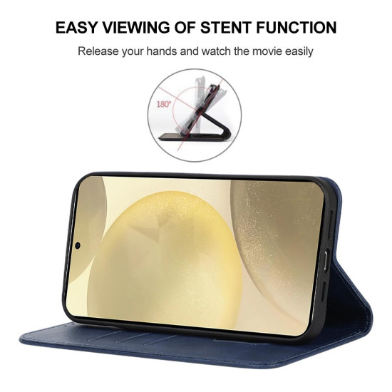 For Samsung Galaxy S24+ 5G Magnetic Closure Leather Phone Case(Blue)