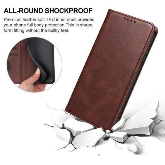 For Samsung Galaxy S24+ 5G Magnetic Closure Leather Phone Case(Brown)