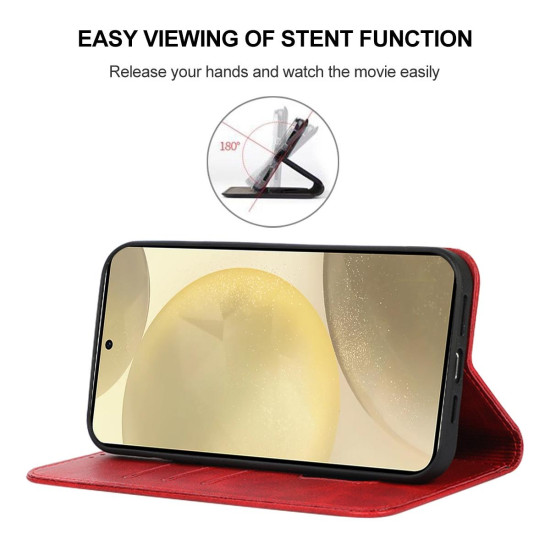 For Samsung Galaxy S24+ 5G Magnetic Closure Leather Phone Case(Red)