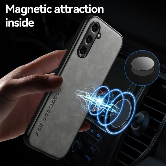 For Samsung Galaxy S24+ 5G Skin Feel Magnetic Leather Back Phone Case(Light Grey)