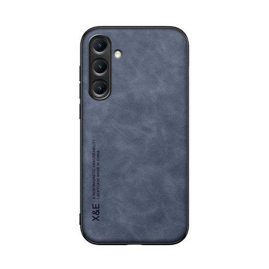For Samsung Galaxy S24+ 5G Skin Feel Magnetic Leather Back Phone Case(Blue)