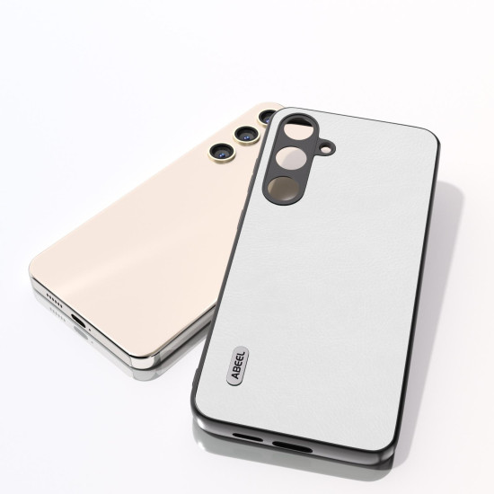 For Samsung Galaxy S24+ 5G ABEEL Dual Color Lichi Texture PU Phone Case(White)