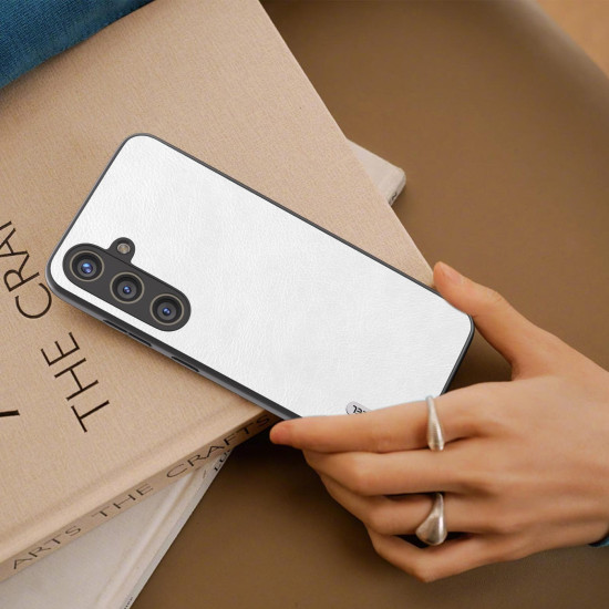 For Samsung Galaxy S24+ 5G ABEEL Dual Color Lichi Texture PU Phone Case(White)