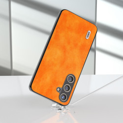 For Samsung Galaxy S24+ 5G ABEEL Dual Color Lichi Texture PU Phone Case(Orange)