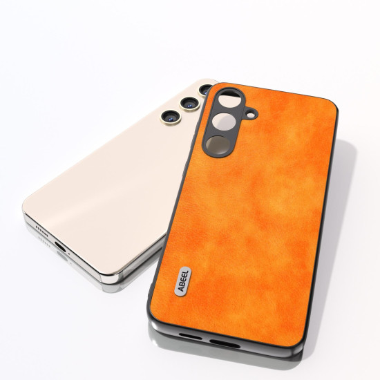 For Samsung Galaxy S24+ 5G ABEEL Dual Color Lichi Texture PU Phone Case(Orange)
