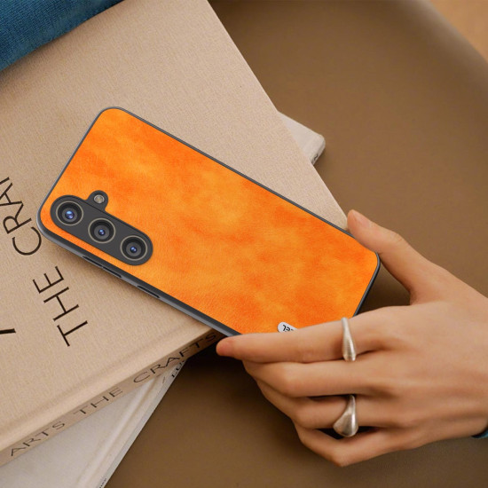 For Samsung Galaxy S24+ 5G ABEEL Dual Color Lichi Texture PU Phone Case(Orange)