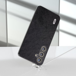 For Samsung Galaxy S24+ 5G ABEEL Dual Color Lichi Texture PU Phone Case(Black)