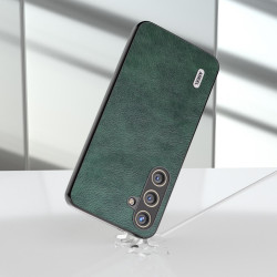 For Samsung Galaxy S24+ 5G ABEEL Dual Color Lichi Texture PU Phone Case(Green)