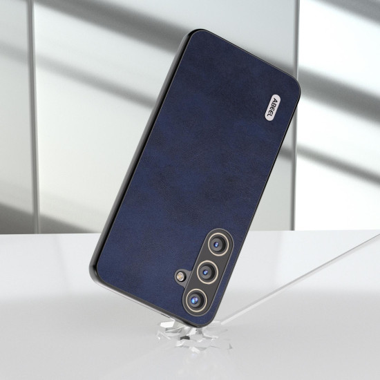 For Samsung Galaxy S24+ 5G ABEEL Dual Color Cowhide Texture PU Phone Case(Blue)