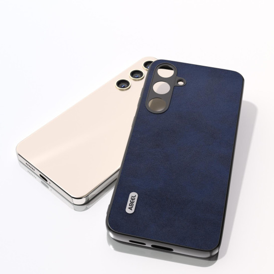 For Samsung Galaxy S24+ 5G ABEEL Dual Color Cowhide Texture PU Phone Case(Blue)