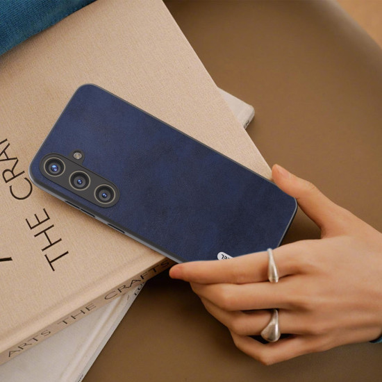 For Samsung Galaxy S24+ 5G ABEEL Dual Color Cowhide Texture PU Phone Case(Blue)