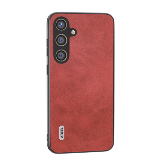 For Samsung Galaxy S24+ 5G ABEEL Dual Color Cowhide Texture PU Phone Case(Red)