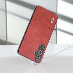 For Samsung Galaxy S24+ 5G ABEEL Dual Color Cowhide Texture PU Phone Case(Red)
