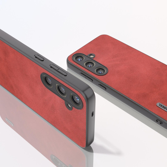 For Samsung Galaxy S24+ 5G ABEEL Dual Color Cowhide Texture PU Phone Case(Red)