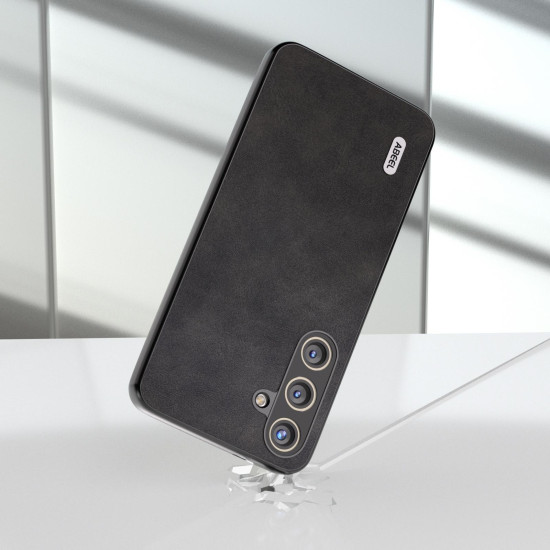 For Samsung Galaxy S24+ 5G ABEEL Dual Color Cowhide Texture PU Phone Case(Black)