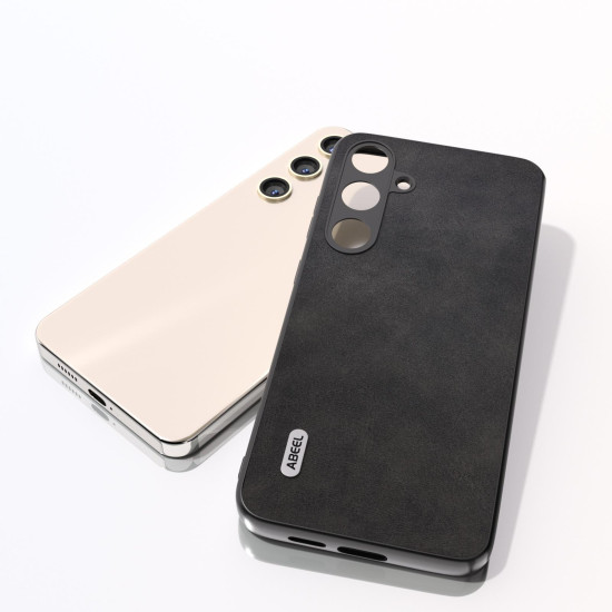 For Samsung Galaxy S24+ 5G ABEEL Dual Color Cowhide Texture PU Phone Case(Black)