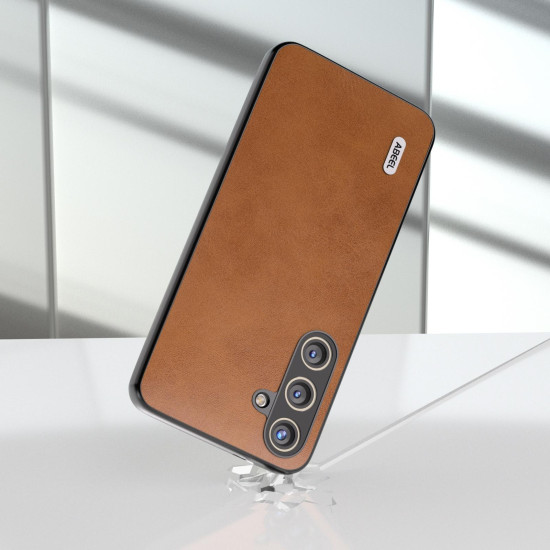 For Samsung Galaxy S24+ 5G ABEEL Dual Color Cowhide Texture PU Phone Case(Brown)