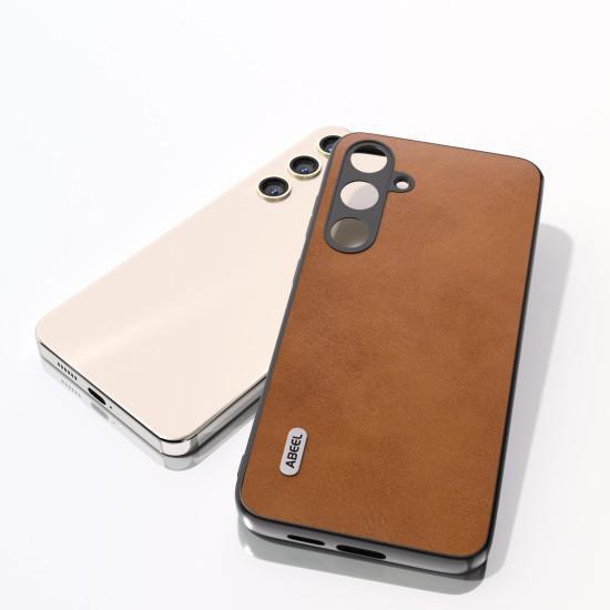 For Samsung Galaxy S24+ 5G ABEEL Dual Color Cowhide Texture PU Phone Case(Brown)