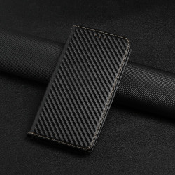 For Samsung Galaxy S24+ 5G Carbon Fiber Texture Flip Holder Leather Phone Case(Black)