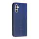 For Samsung Galaxy S24+ 5G Carbon Fiber Texture Flip Holder Leather Phone Case(Blue)