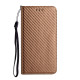 For Samsung Galaxy S24+ 5G Carbon Fiber Texture Flip Holder Leather Phone Case(Brown)