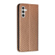 For Samsung Galaxy S24+ 5G Carbon Fiber Texture Flip Holder Leather Phone Case(Brown)