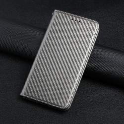 For Samsung Galaxy S24+ 5G Carbon Fiber Texture Flip Holder Leather Phone Case(Grey)