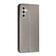 For Samsung Galaxy S24+ 5G Carbon Fiber Texture Flip Holder Leather Phone Case(Grey)