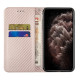 For Samsung Galaxy S24+ 5G Carbon Fiber Texture Flip Holder Leather Phone Case(Rose Gold)