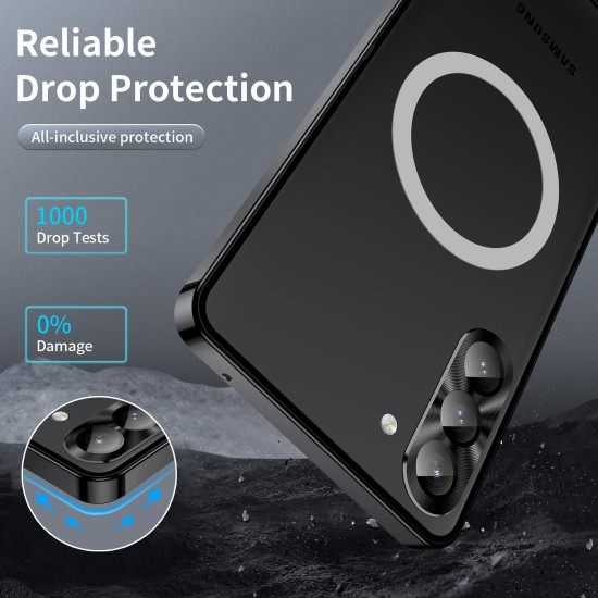 For Samsung Galaxy S24+ 5G MagSafe Magnetic Frosted Metal Phone Case(Black)