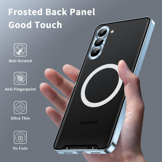 For Samsung Galaxy S24+ 5G MagSafe Magnetic Frosted Metal Phone Case(Blue)