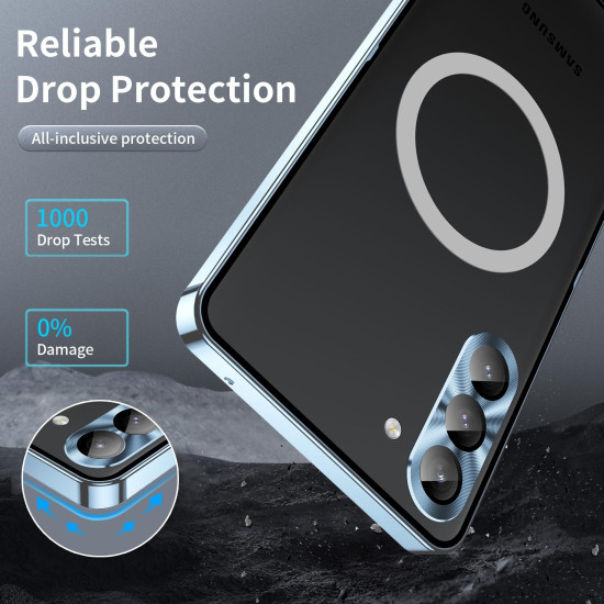 For Samsung Galaxy S24+ 5G MagSafe Magnetic Frosted Metal Phone Case(Blue)