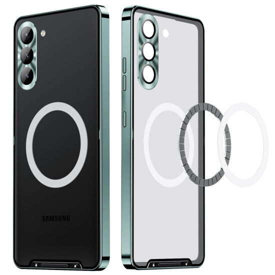 For Samsung Galaxy S24+ 5G MagSafe Magnetic Frosted Metal Phone Case(Green)