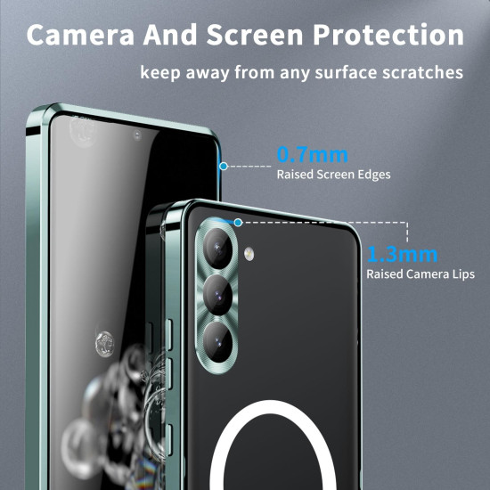 For Samsung Galaxy S24+ 5G MagSafe Magnetic Frosted Metal Phone Case(Green)