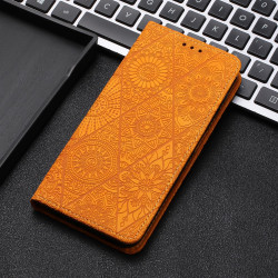 For Samsung Galaxy S24+ 5G Ethnic Embossed Adsorption Leather Phone Case(Yellow)