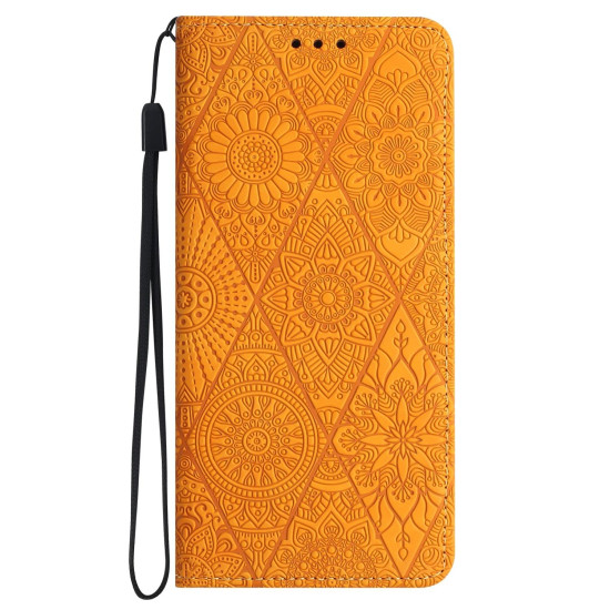 For Samsung Galaxy S24+ 5G Ethnic Embossed Adsorption Leather Phone Case(Yellow)