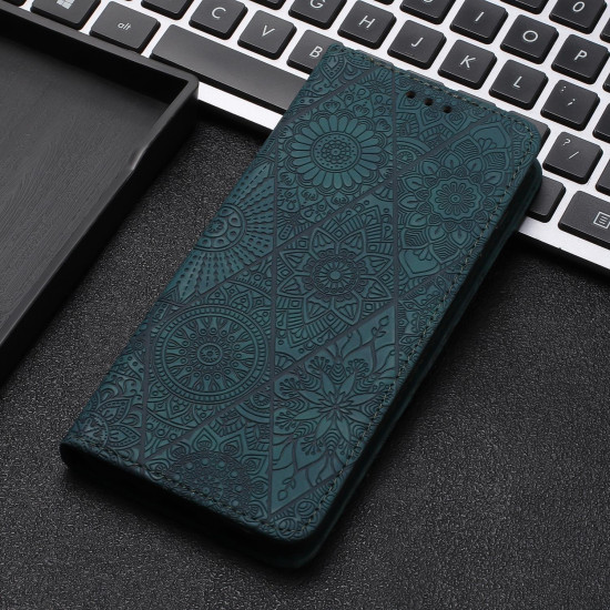For Samsung Galaxy S24+ 5G Ethnic Embossed Adsorption Leather Phone Case(Blue)