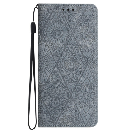 For Samsung Galaxy S24+ 5G Ethnic Embossed Adsorption Leather Phone Case(Grey)