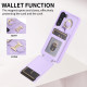 For Samsung Galaxy S23+ 5G Vertical Card Bag Ring Holder Phone Case with Dual Lanyard(Purple)