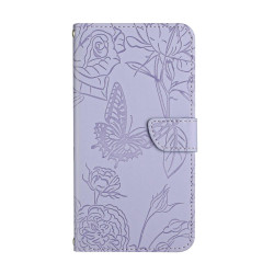 For Samsung Galaxy S24+ 5G Skin Feel Butterfly Embossed Flip Leather Phone Case(Purple)