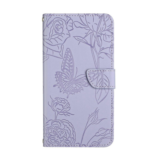 For Samsung Galaxy S24+ 5G Skin Feel Butterfly Embossed Flip Leather Phone Case(Purple)