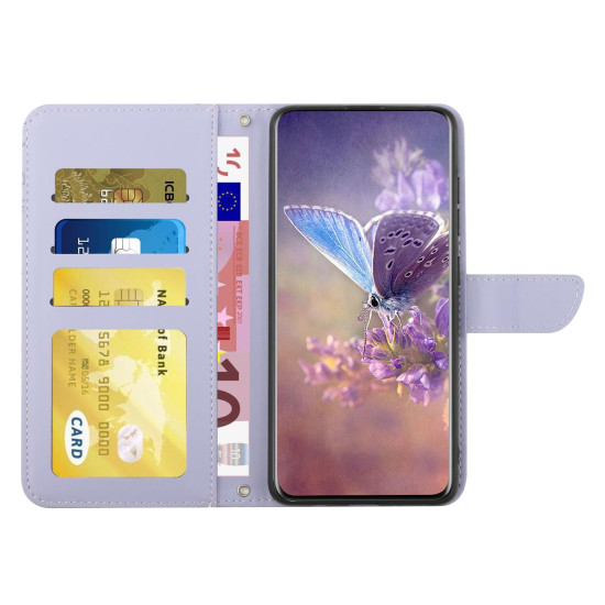 For Samsung Galaxy S24+ 5G Skin Feel Butterfly Embossed Flip Leather Phone Case(Purple)